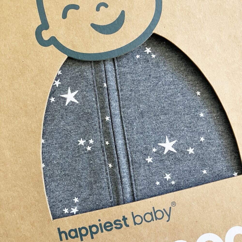 NIB Happiest Baby Size L 4-6M 18-26 lb Sleepea 5 Second Swaddle Charcoal Stars - Picture 2 of 5
